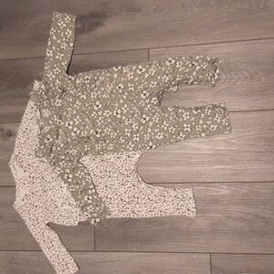 Jessica Simpson Green and White Floral Baby Rompers